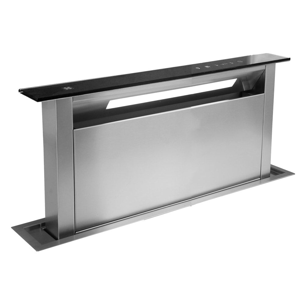 Sirius 88cm Flush Mount Downdraft Range Hood in Black Glass (Clearance)