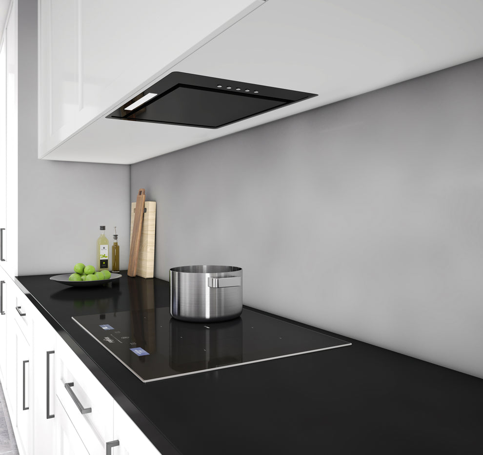 520mm BLACK HEATED GLASS DEEP UNDERMOUNT