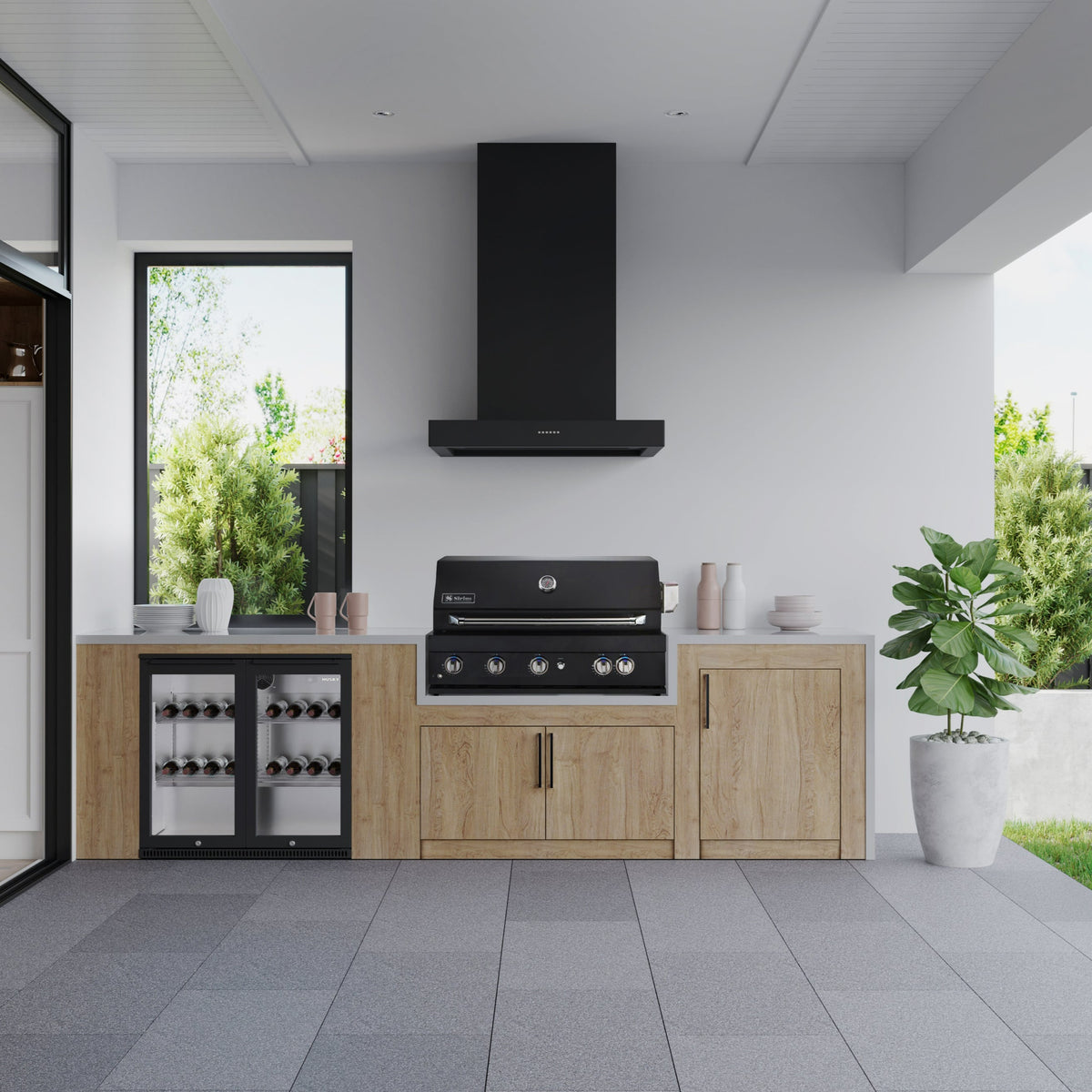 Built-in 5 Burner Gas BBQ in Black